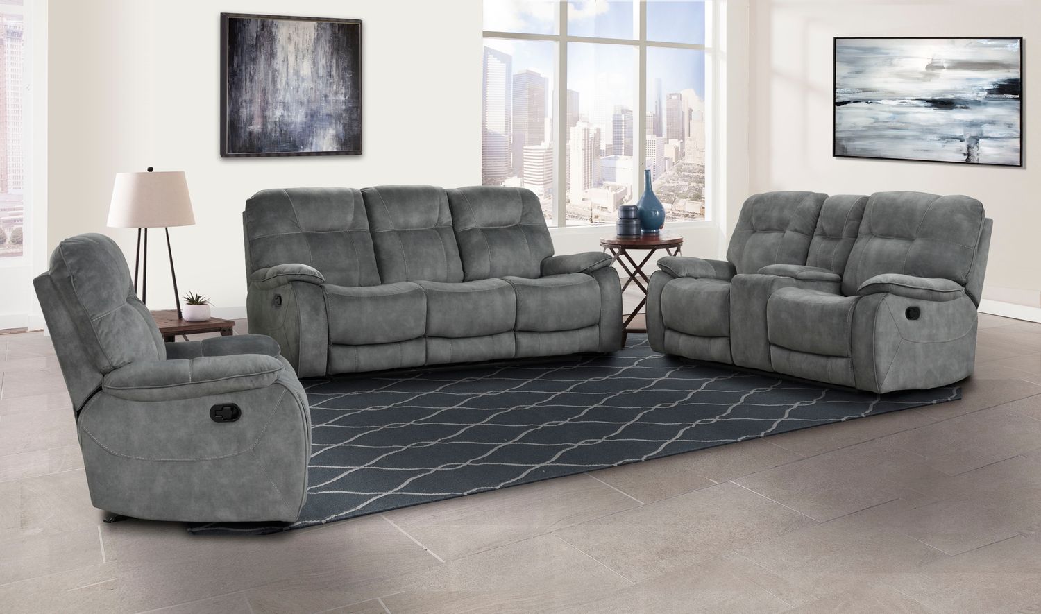 Cooper - Manual Reclining Sofa Loveseat And Recliner - Shadow Grey