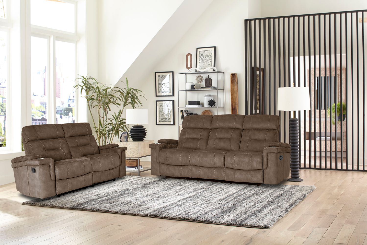 Diesel Manual - Manual Reclining Sofa Loveseat And Recliner - Cobra Brown