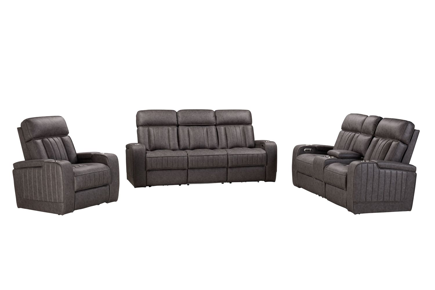 Equinox - Power Reclining Sofa Loveseat And Recliner - Mercury