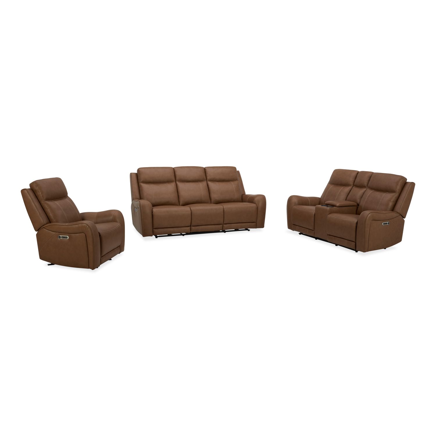 Haywood - Power Reclining Sofa Loveseat And Recliner - Butternut