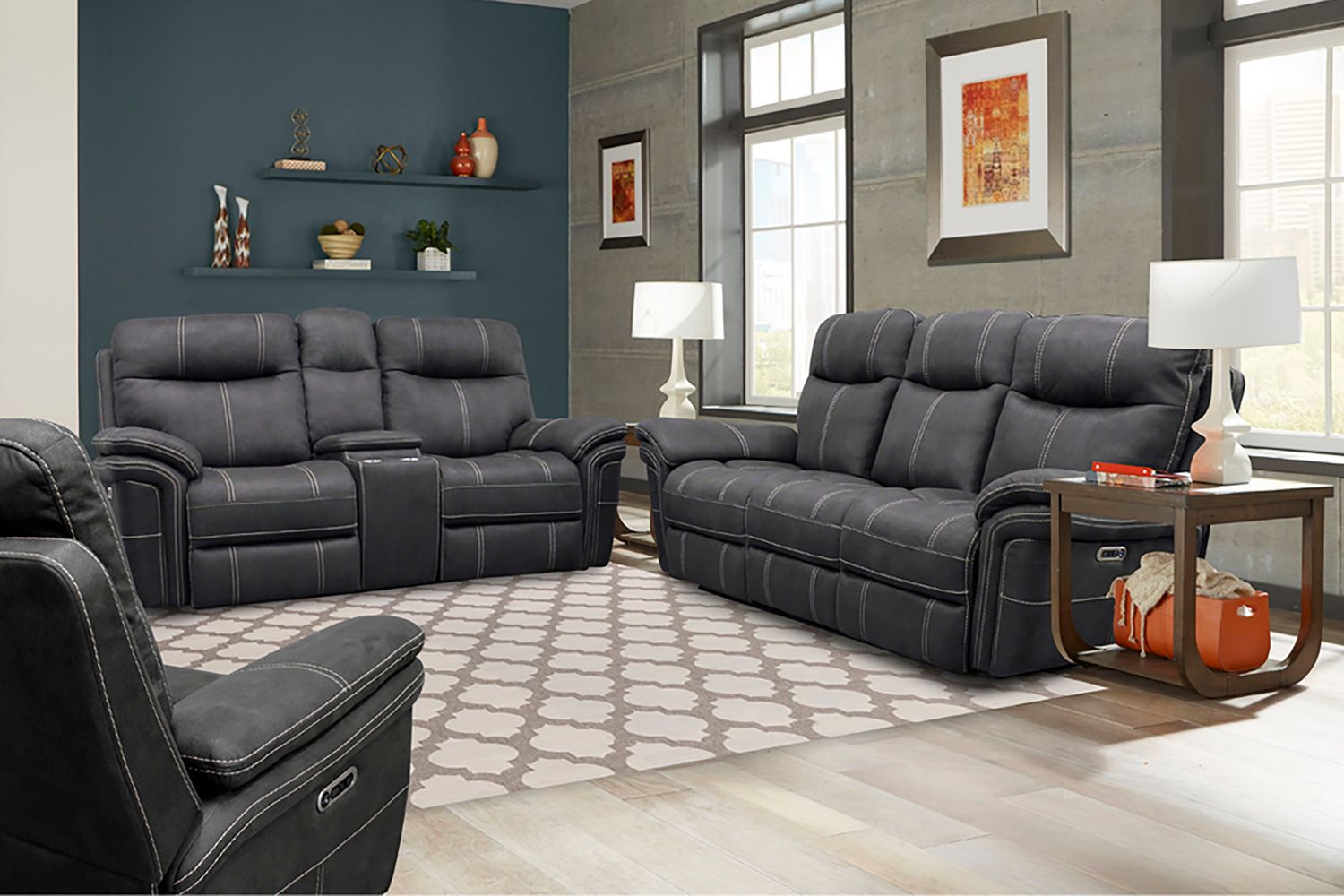 Mason - Power Reclining Sofa Loveseat And Recliner - Charcoal