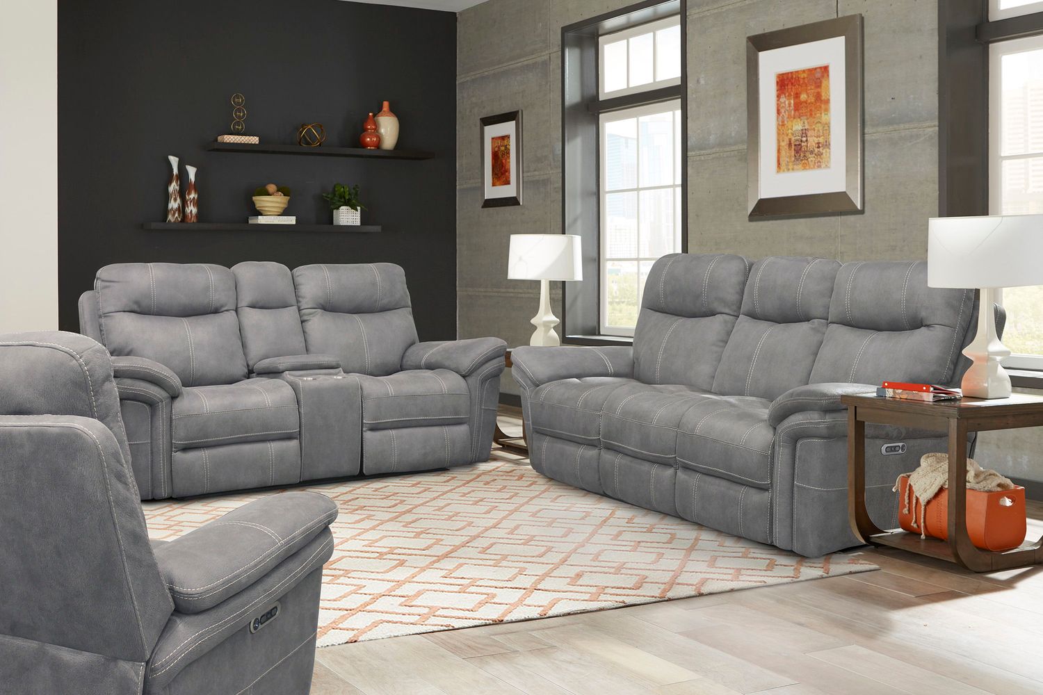 Mason - Power Reclining Sofa Loveseat And Recliner - Carbon