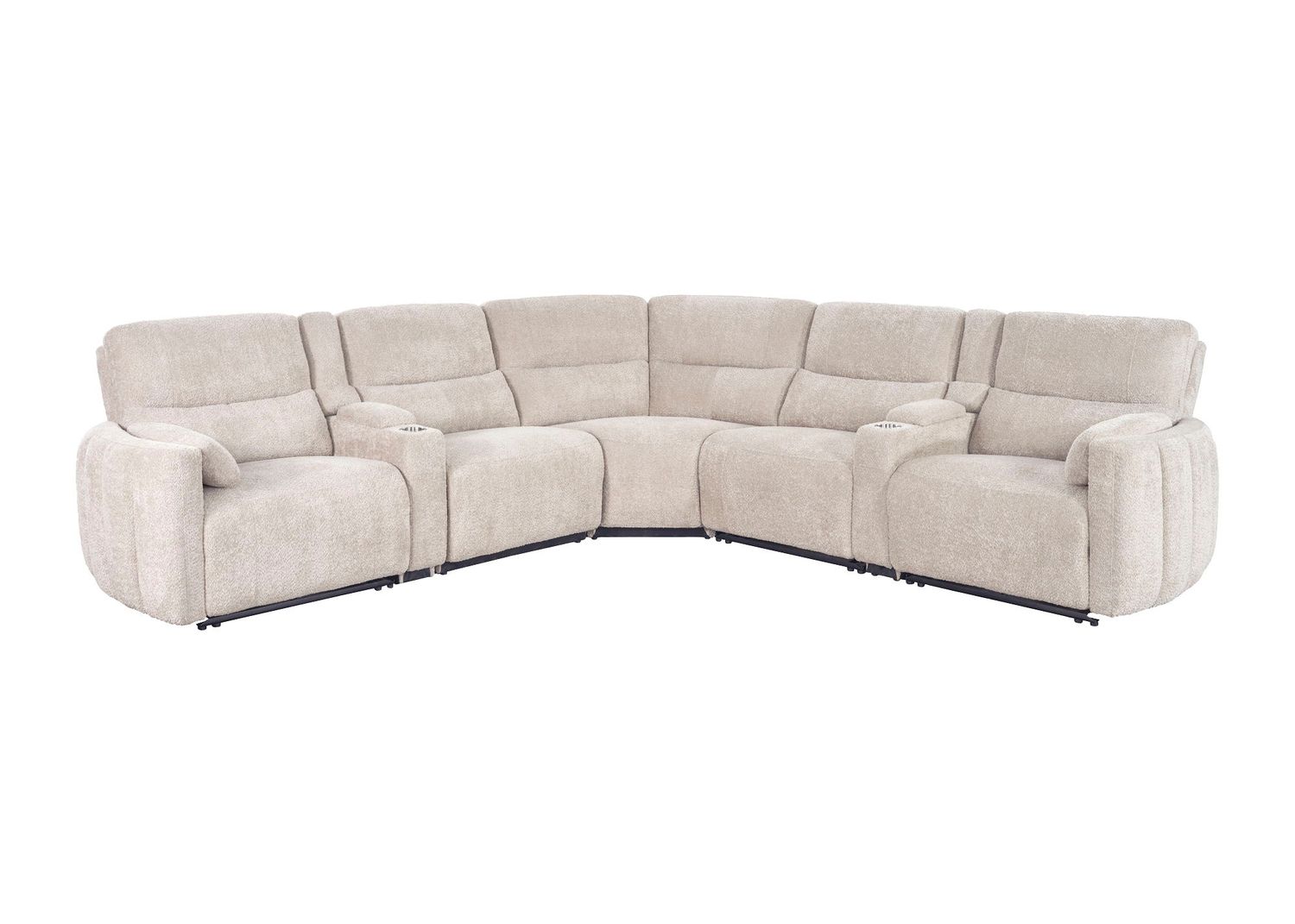 Modesto - 6 Piece Modular Power Reclining Sectional With Power Adjustable Headrests - Buttercream