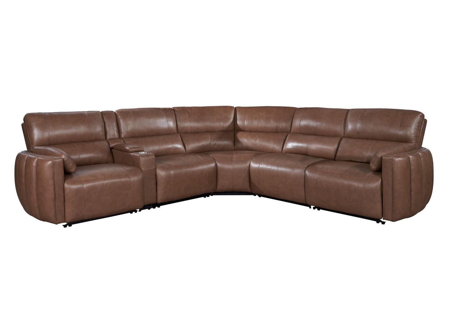 Modesto - 6 Piece Modular Power Reclining Sectional With Power Adjustable Headrests - Sable