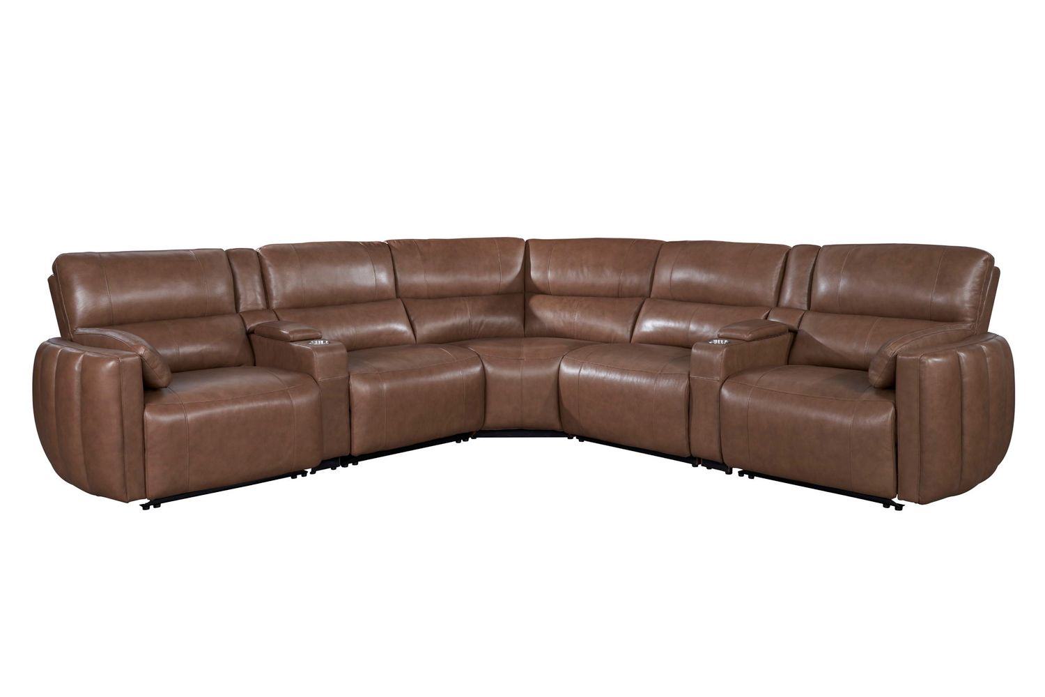 Modesto - 7 Piece Modular Power Reclining Sectional With Power Adjustable Headrests - Sable