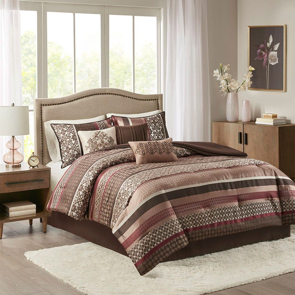 Princeton - Queen Piece Comforter (Set of 7) - Red