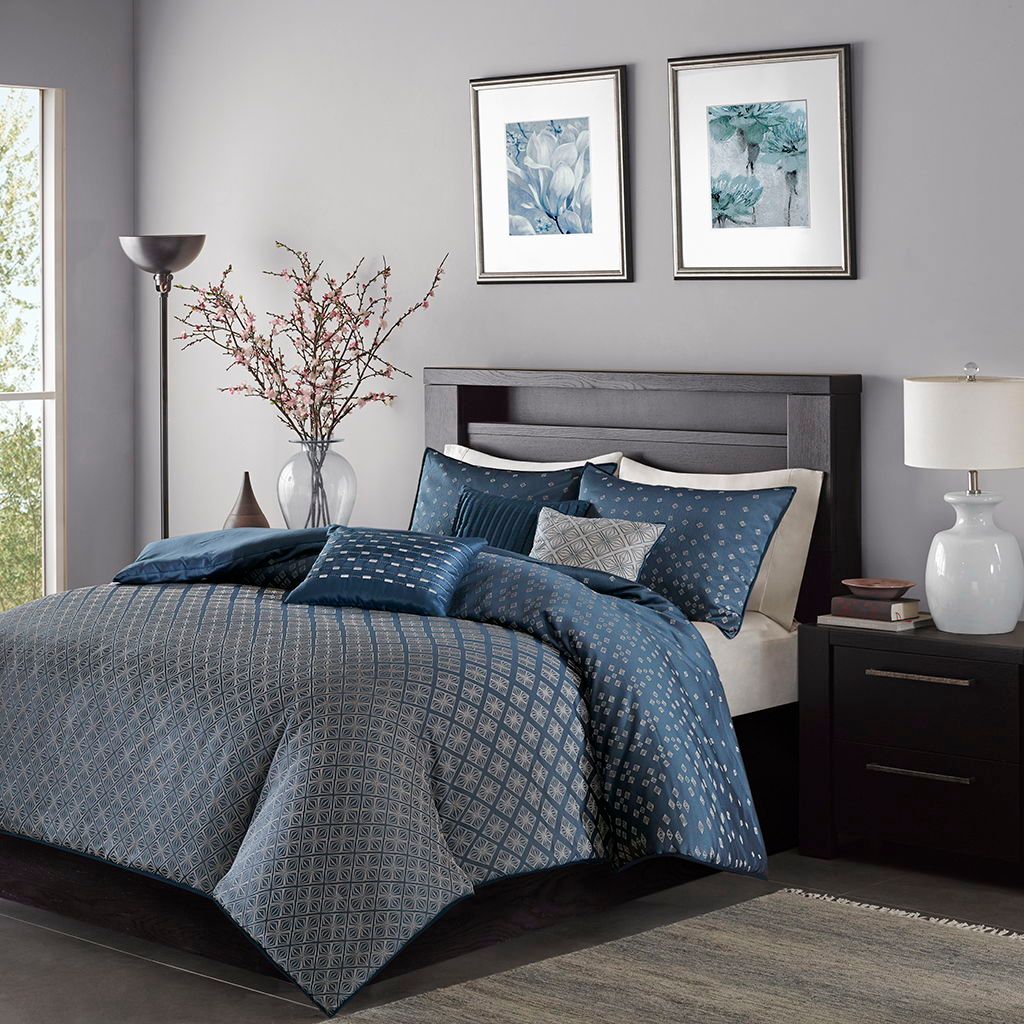 Biloxi - 6 Piece Duvet Cover Set - Navy