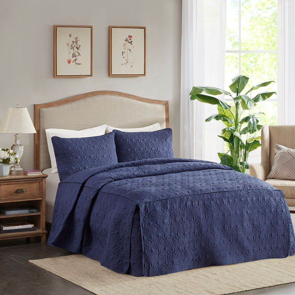 Quebec - King Fitted Bedspread (Set of 3) - Navy