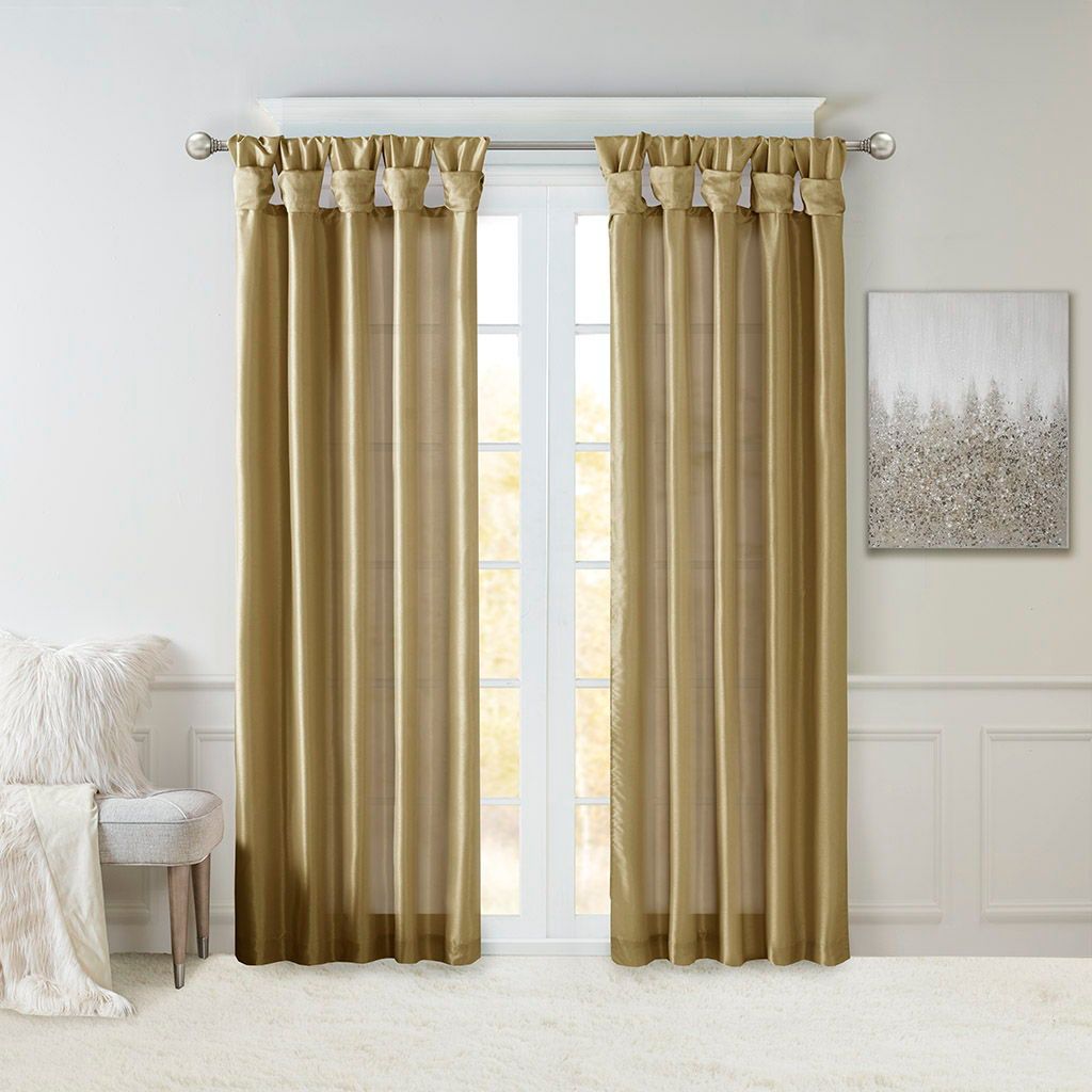 Emilia - 108" Twist Tab Lined Window Curtain - Bronze