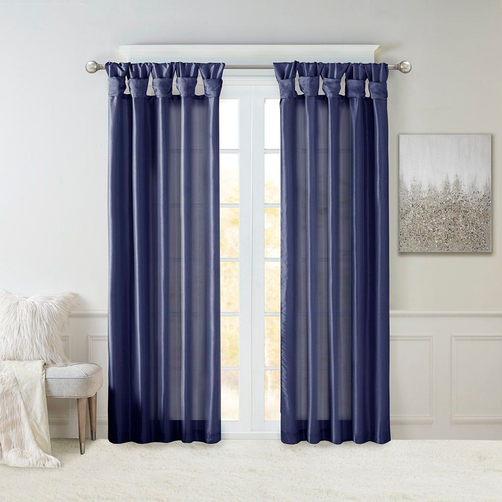 Emilia - 84" Twist Tab Lined Window Curtain - Navy