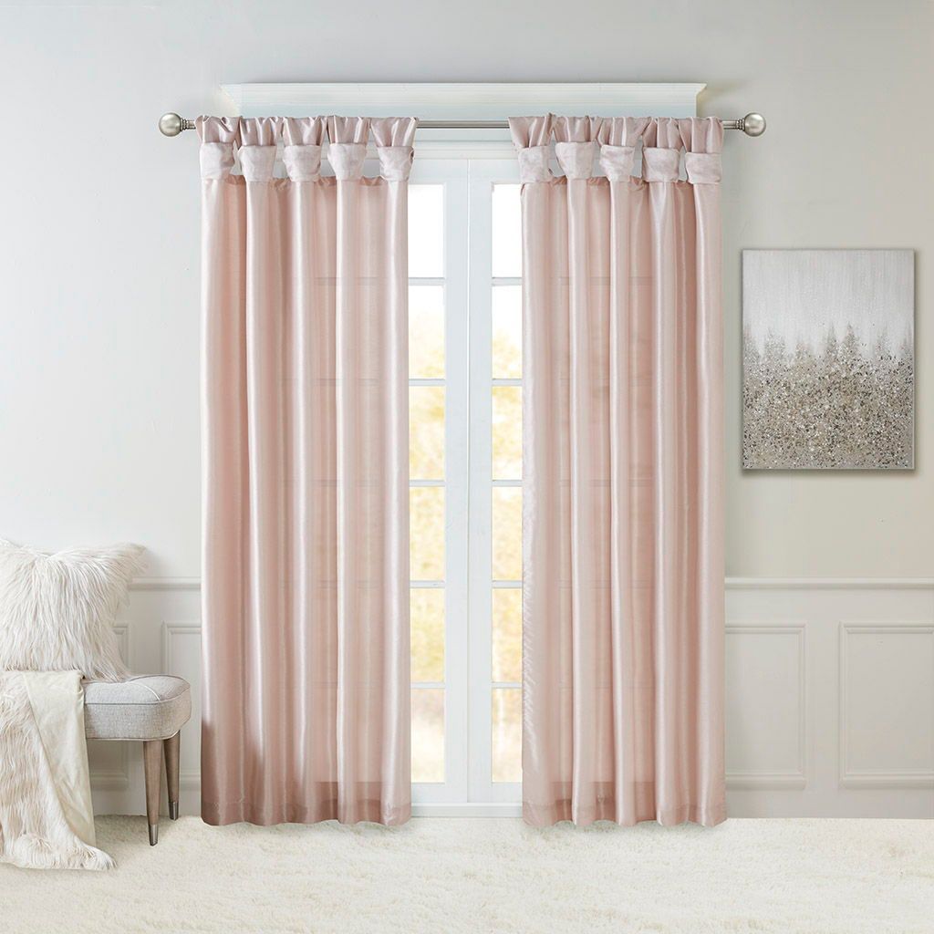 Emilia - 95" Twist Tab Lined Window Curtain - Blush