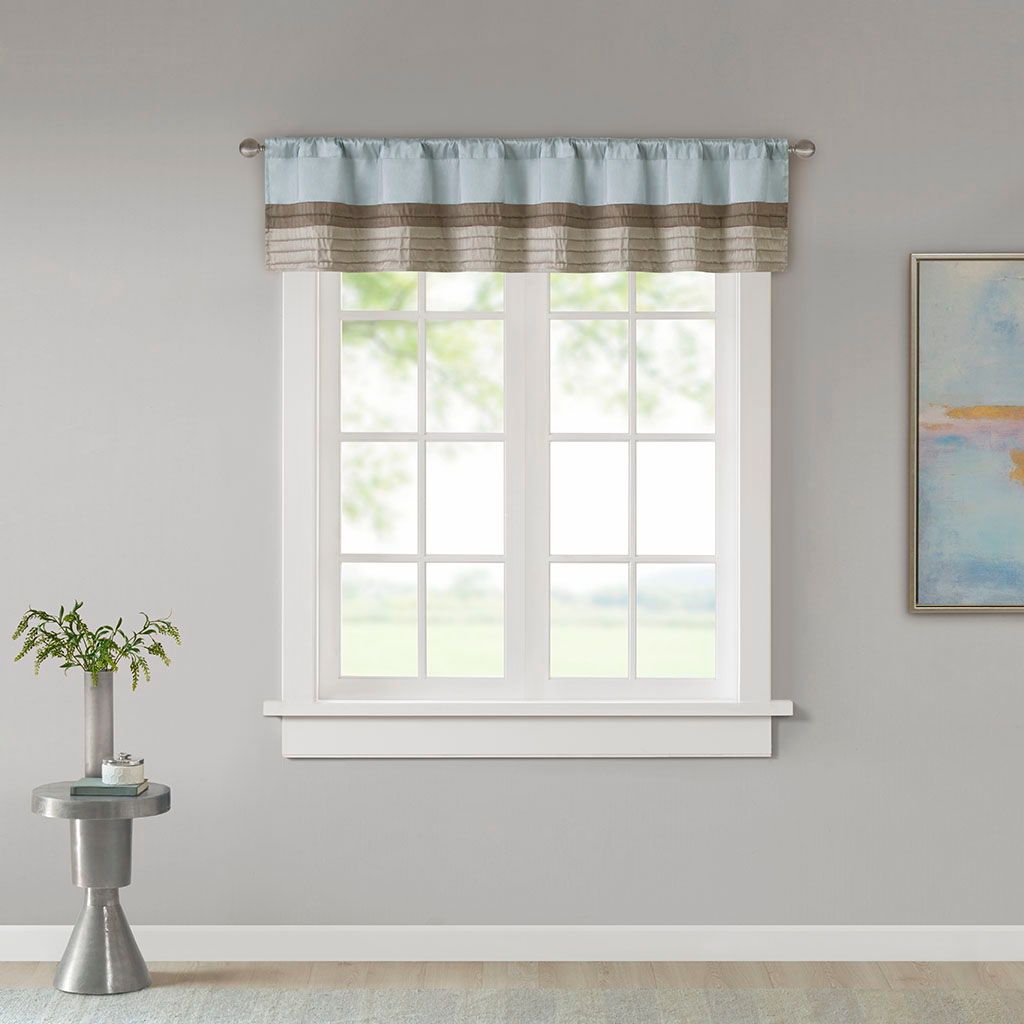 Amherst - Polyoni Pintuck Window Valance - Blue