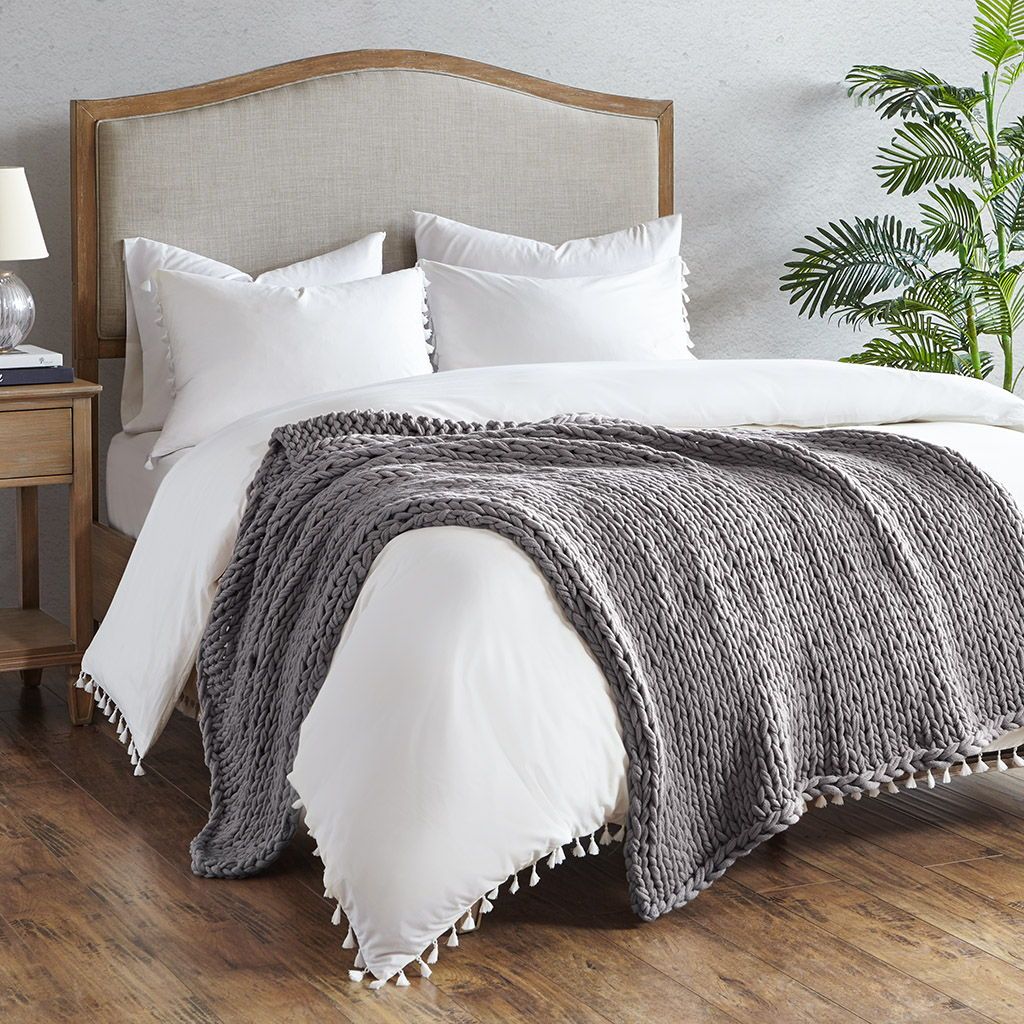 Chunky Double Knit Handmade Throw - Charcoal