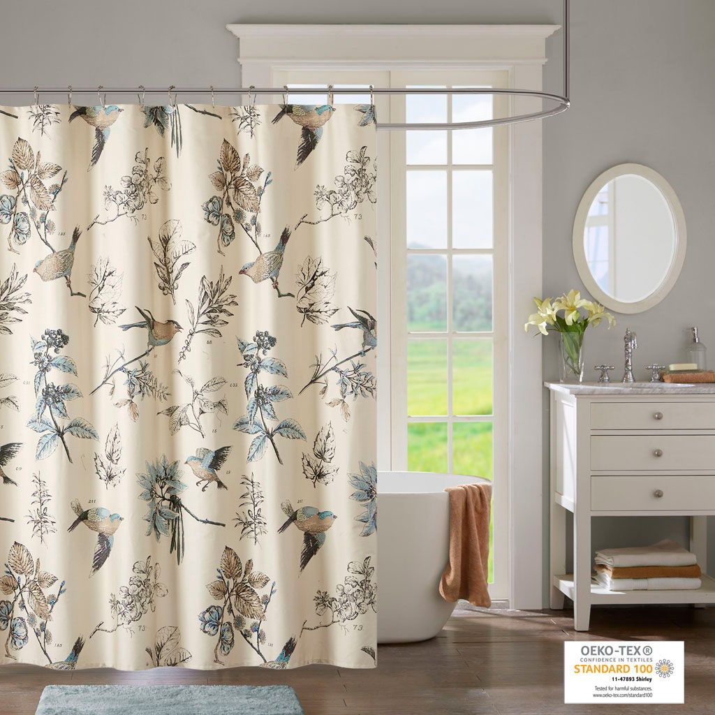 Quincy - Printed Shower Curtain - Khaki