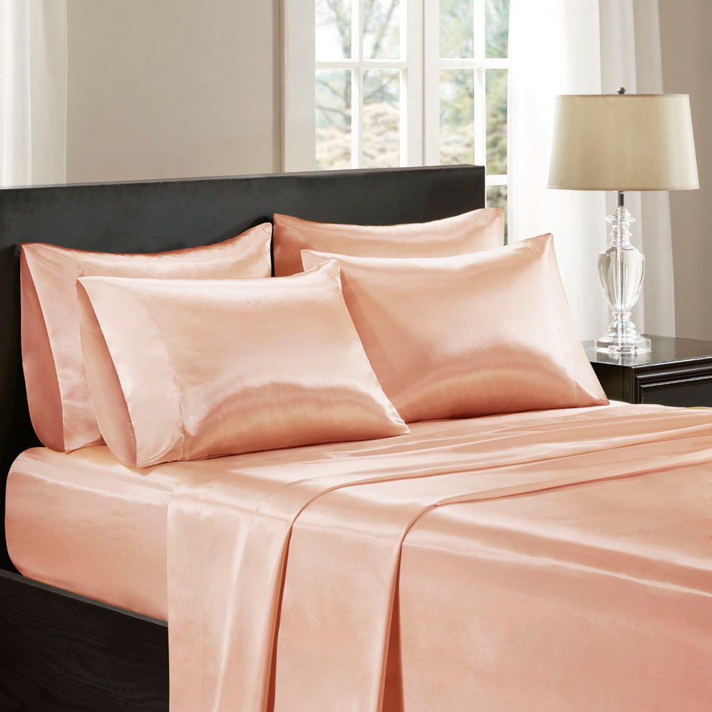 Wrinkle - California King Free Luxurious 6 Piece Sheet Set - Blush