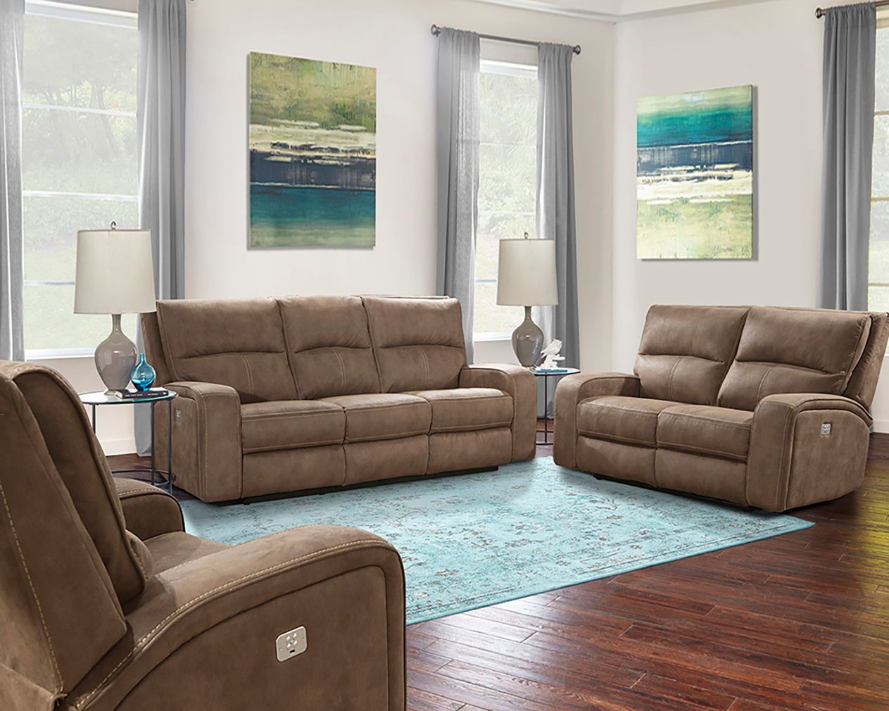 Polaris - Power Reclining Sofa Loveseat And Recliner - Kahlua