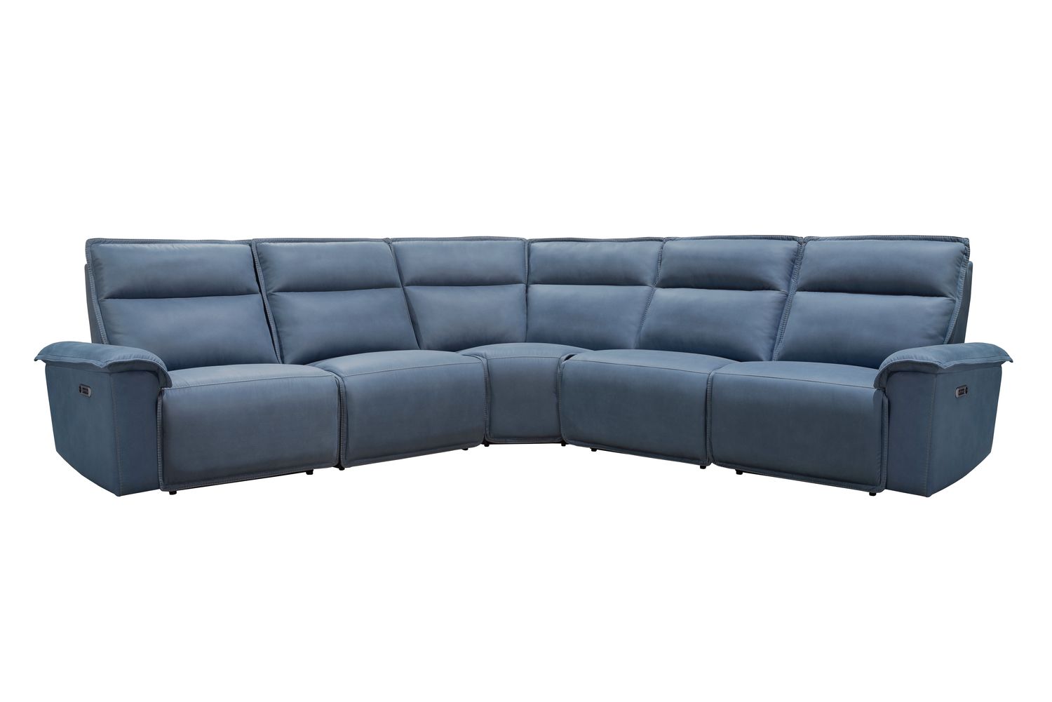 Perimeter - 5 Piece Modular Power Reclining Sectional With Power Adjustable Headrests - Magic Denim