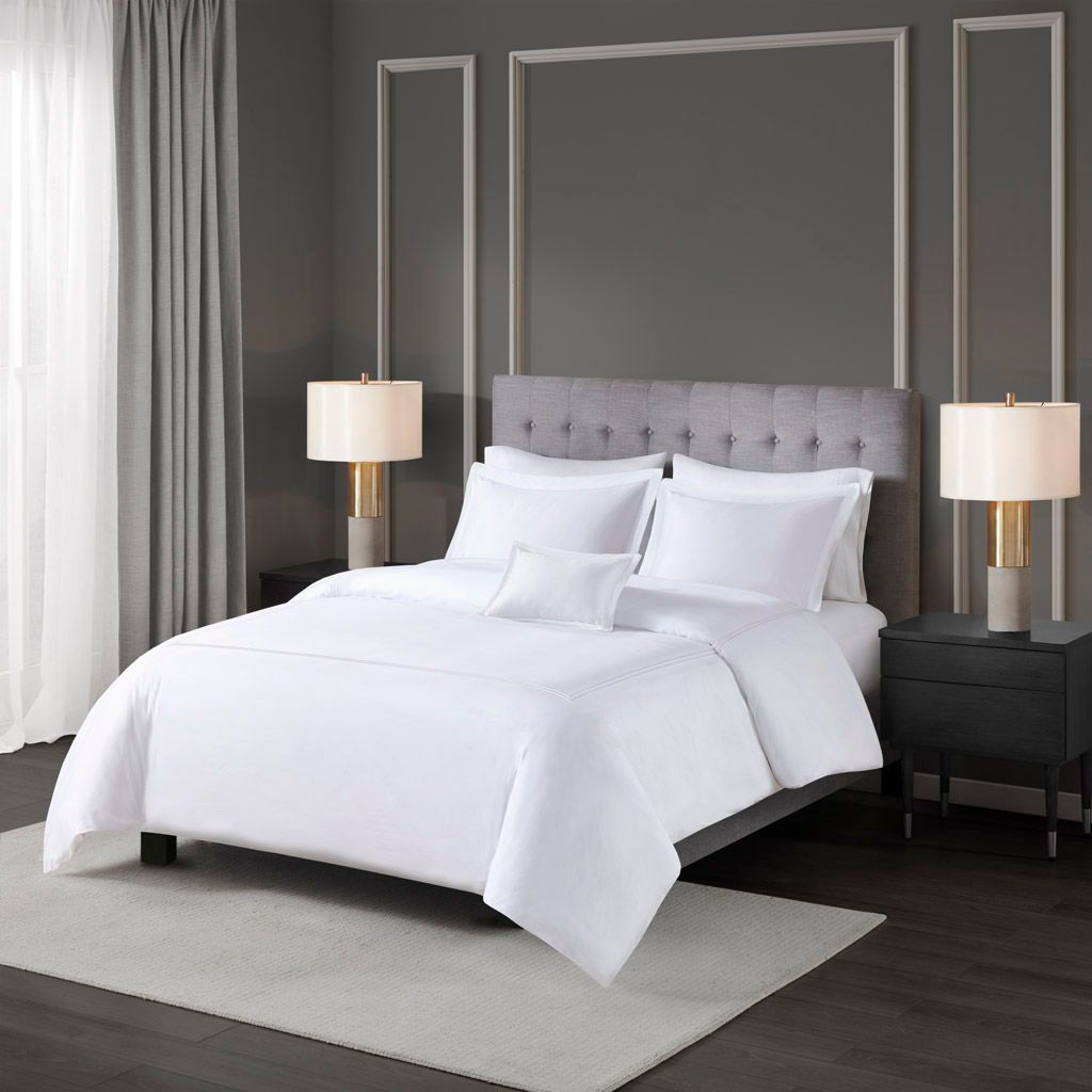 500 Thread Count Luxury - King Sateen Embroidered Comforter Set - White