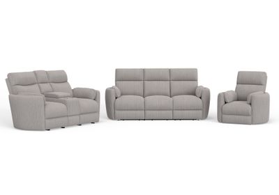 Radius - Power Reclining Sofa Loveseat And Recliner - Mega Grey