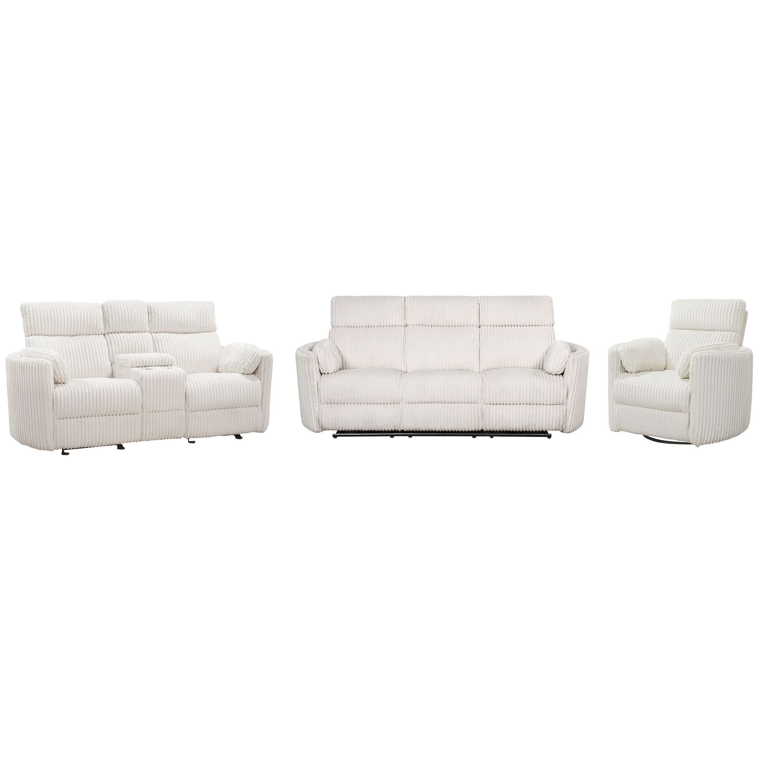 Radius - Power Reclining Sofa Loveseat And Recliner - Mega Ivory