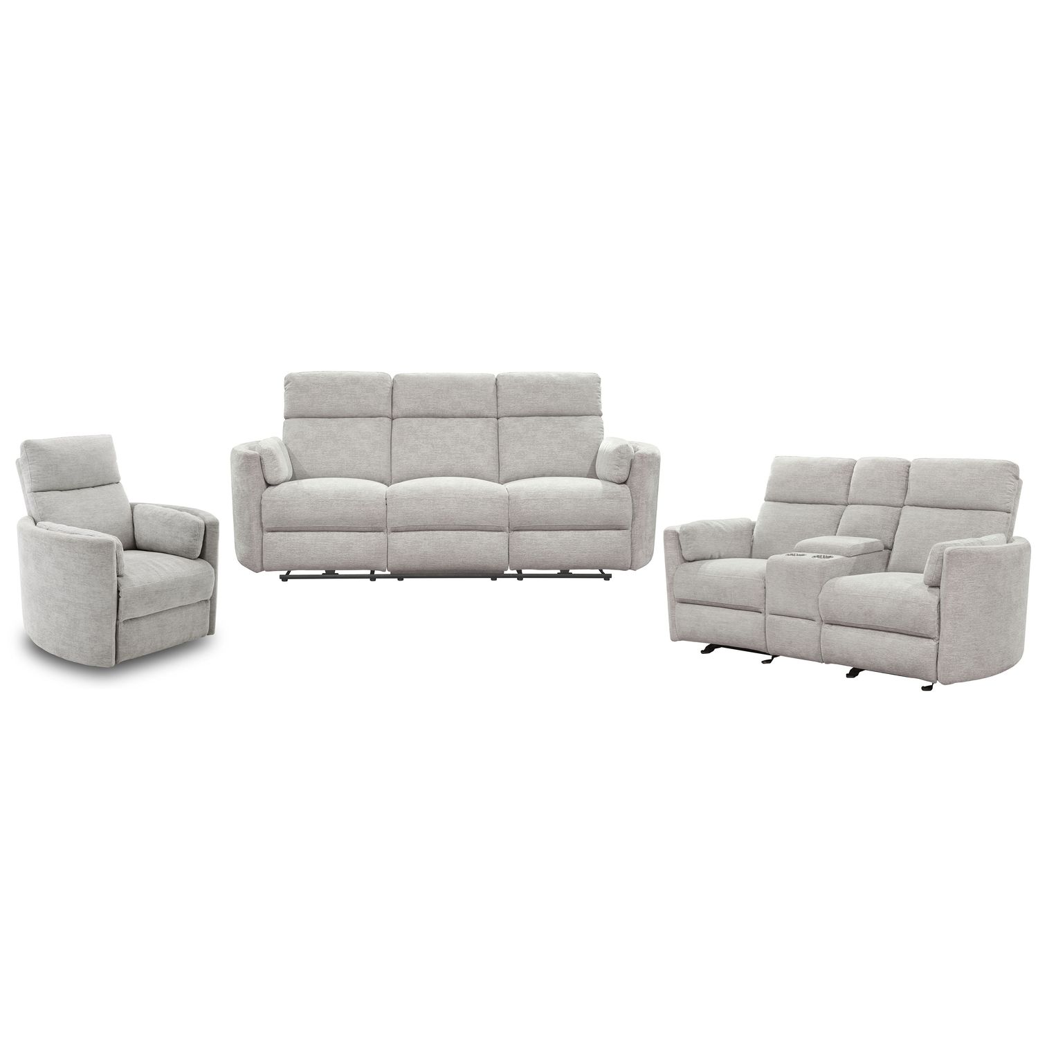 Radius - Power Reclining Sofa Loveseat And Recliner - Mineral