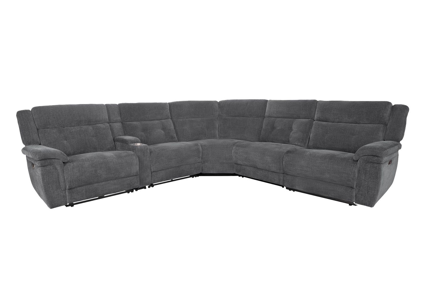 Richland - 6 Piece Modular Power Reclining Sectional With Power Adjustable Headrests - Bristol Grey