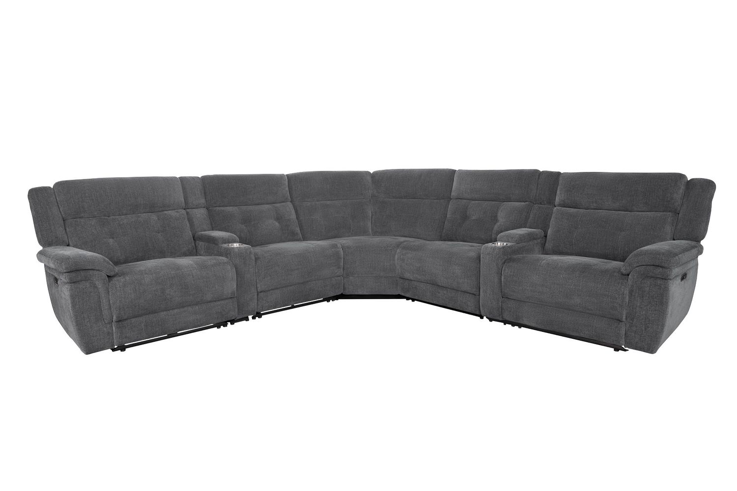 Richland - 7 Piece Modular Power Reclining Sectional With Power Adjustable Headrests - Bristol Grey