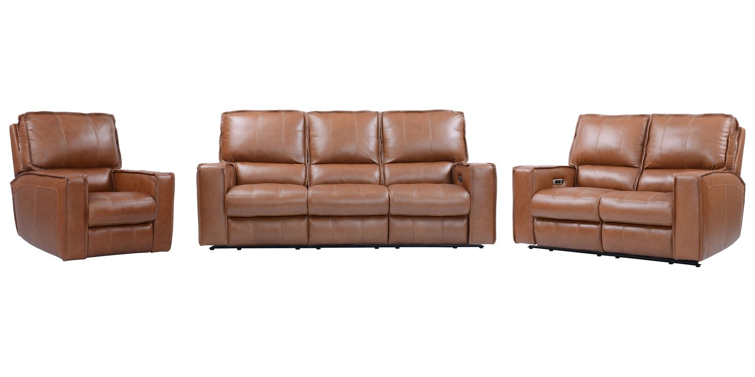 Rockford - Power Reclining Sofa Loveseat And Recliner - Verona Saddle