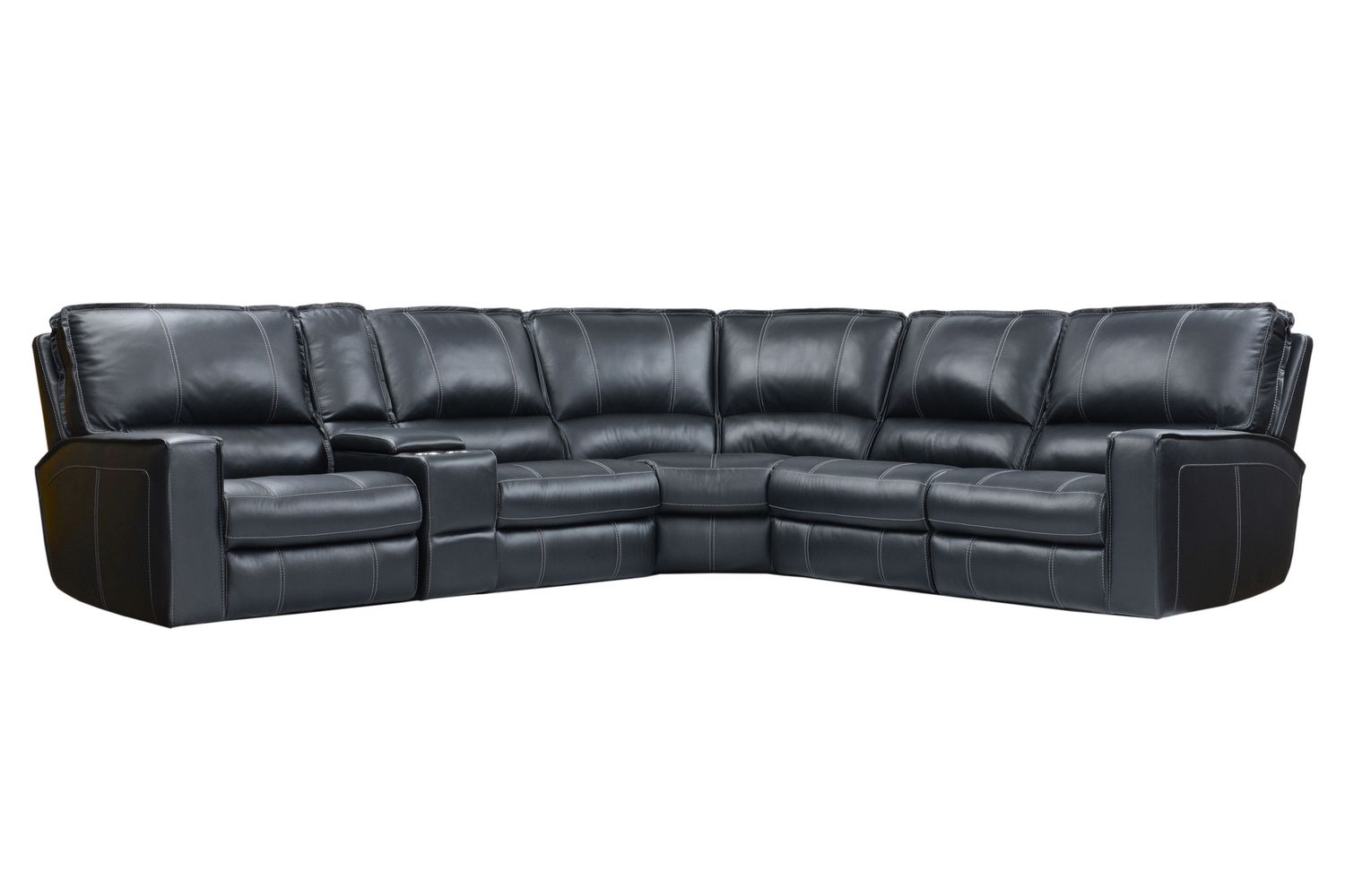 Rockford - 6 Piece Modular Power Reclining Sectional with Power Headrests and Entertainment Console - VERONA BLACK