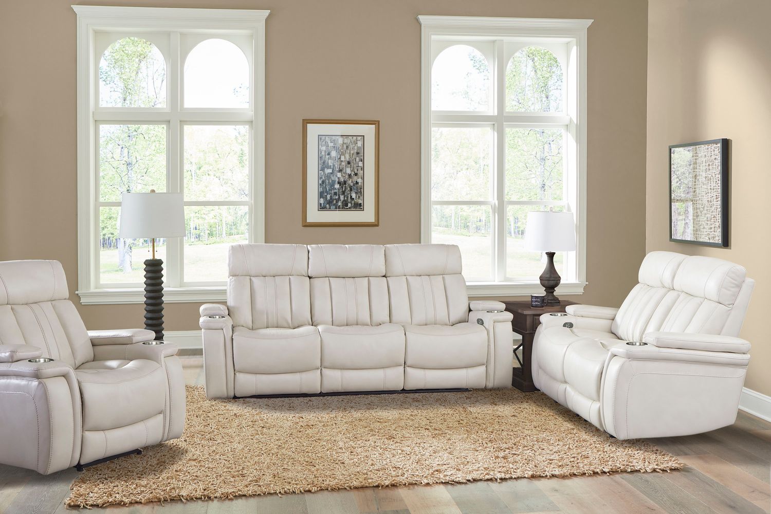 Royce - Power Reclining Sofa Loveseat And Recliner - Fantom Ivory