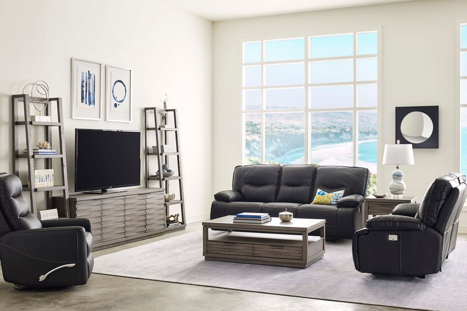 Spartacus - Power Reclining Sofa Loveseat And Recliner - Black