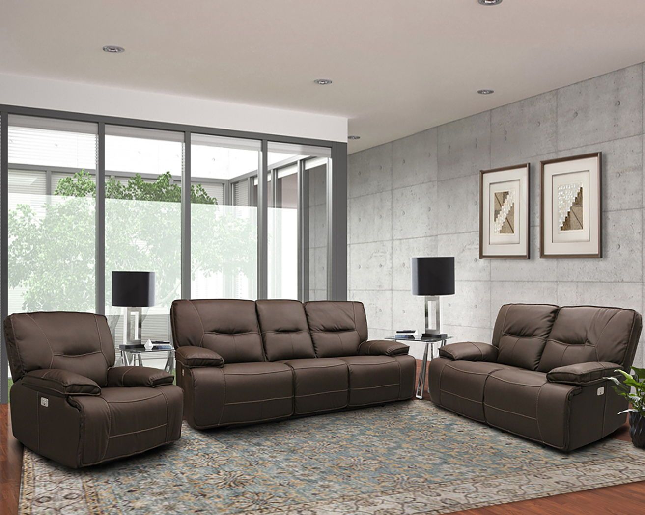 Spartacus - Power Reclining Sofa Loveseat And Recliner - Chocolate