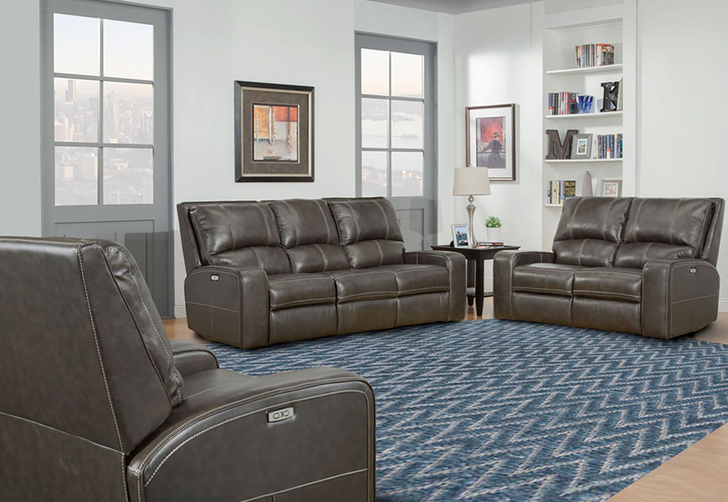 Swift - Power Reclining Sofa Loveseat And Recliner - Twilight