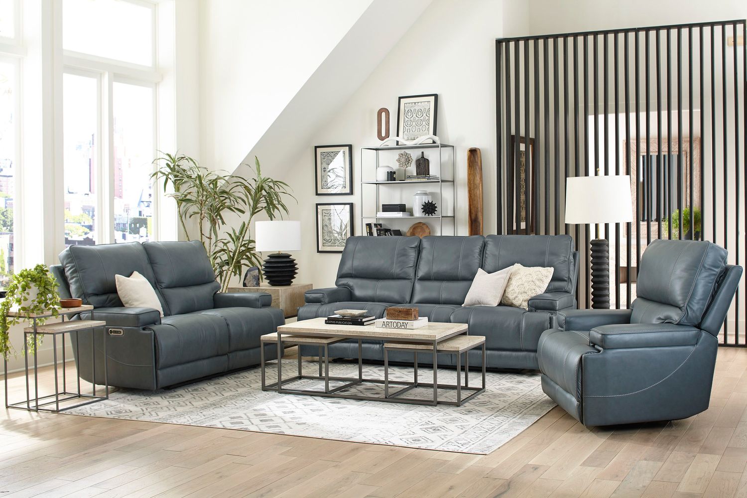Whitman - Powered By Freemotion Power Reclining Sofa Loveseat And Recliner - Verona Azure