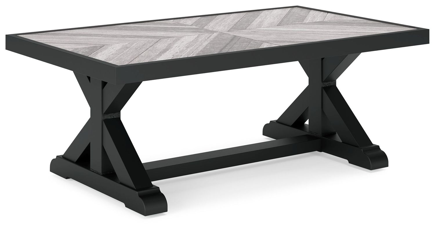 Beachcroft - Black / Light Gray - Rectangular Cocktail Table