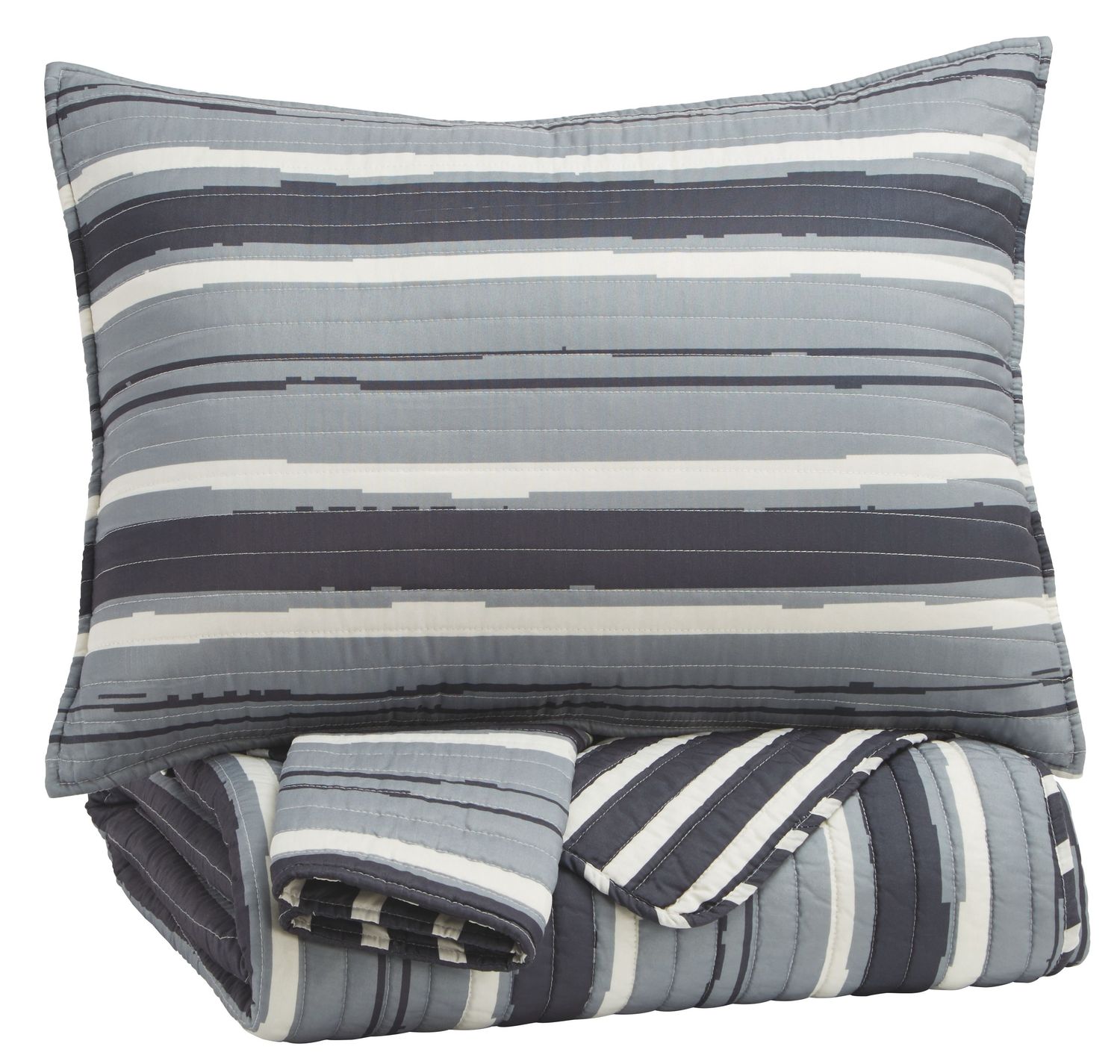 Merlin - Gray / Cream - Full Coverlet Set