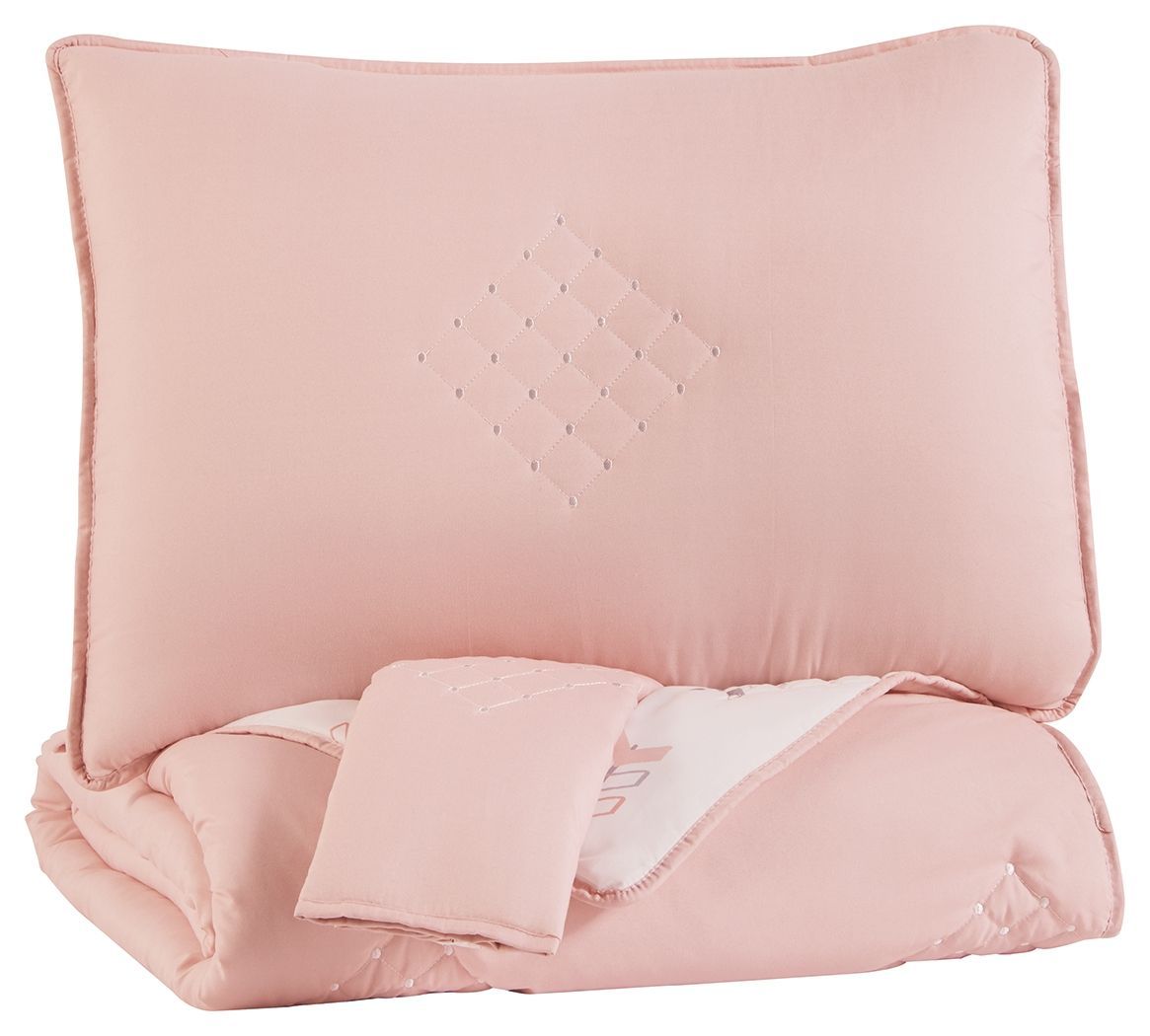 Lexann - Pink / White / Gray - Full Comforter Set