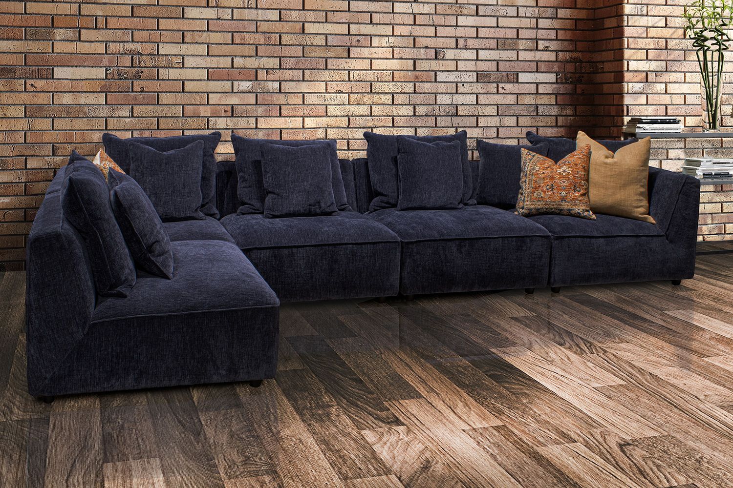 Recess - 5 Piece Modular Sectional - Reptile Blue