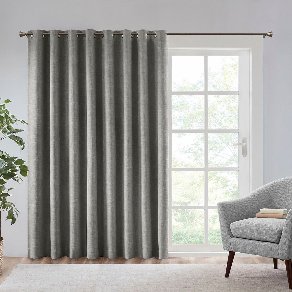 Maya - Printed Heathered Total Blackout Window Patio Panel - Gray