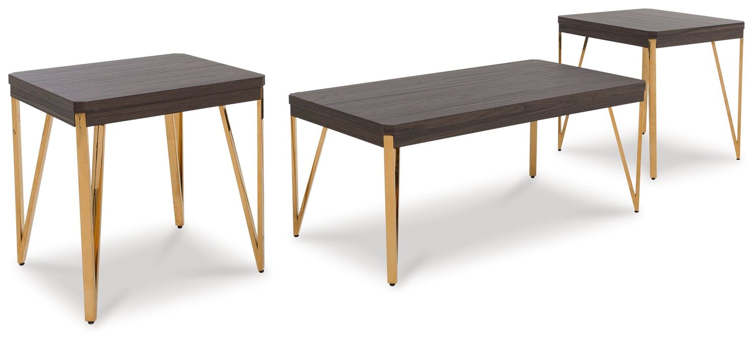 Bandyn - Brown / Champagne - Occasional Table Set (Set of 3)