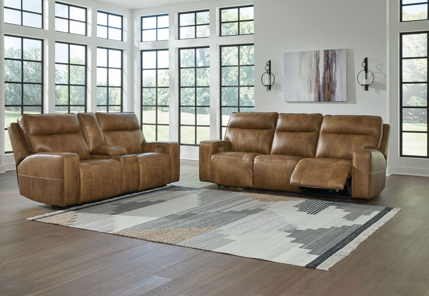 Game Plan - Caramel - 2 Pc. - Power Reclining Sofa, Loveseat