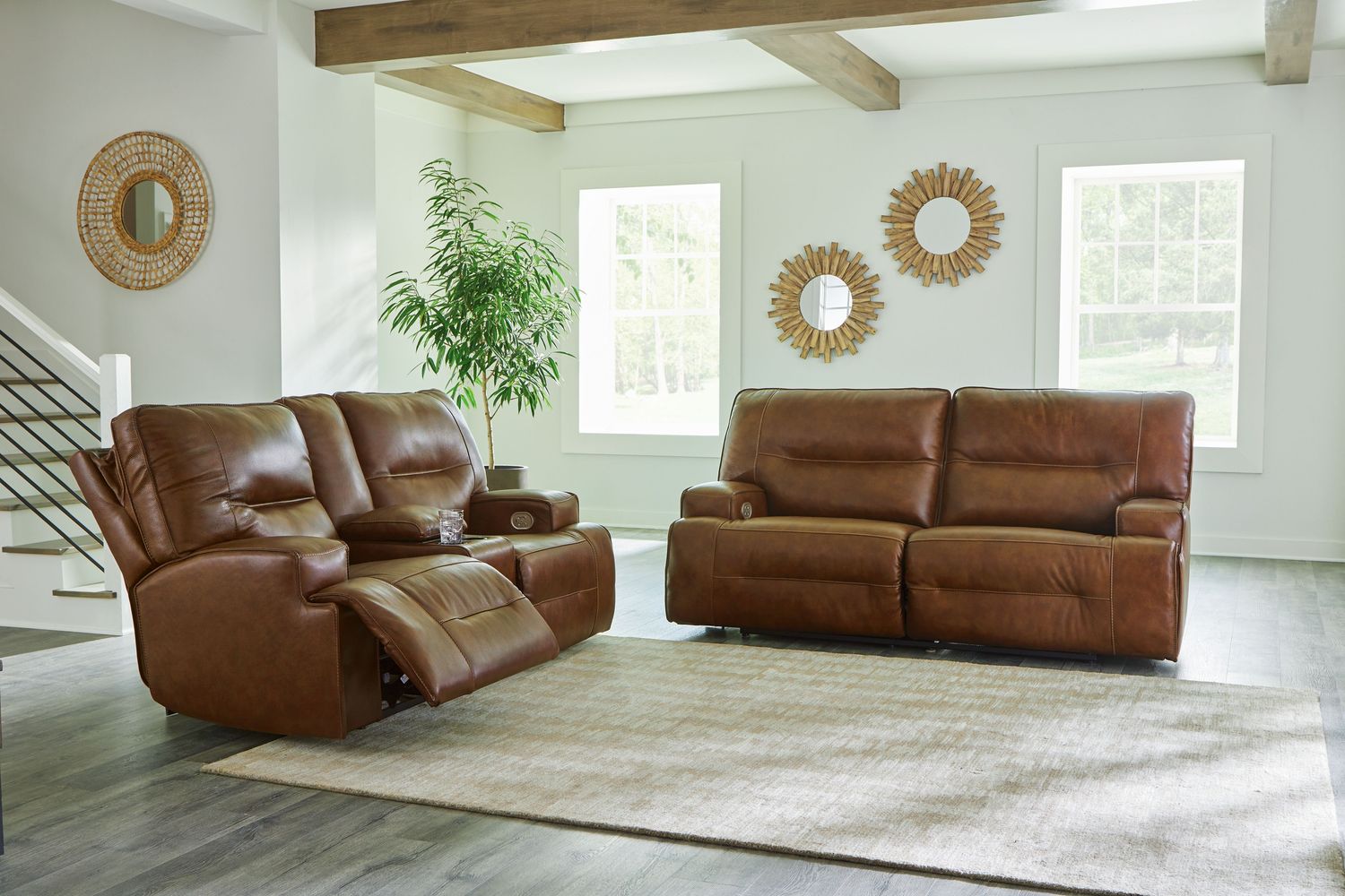 Francesca - Auburn - 2 Pc. - Power Reclining Sofa, Loveseat