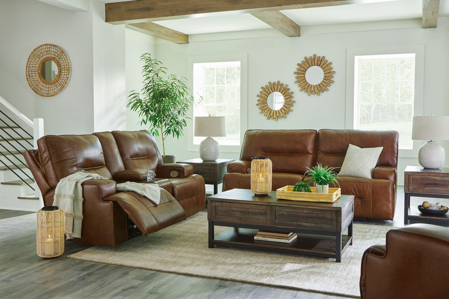 Francesca - Auburn - 3 Pc. - Power Reclining Sofa, Loveseat, Recliner