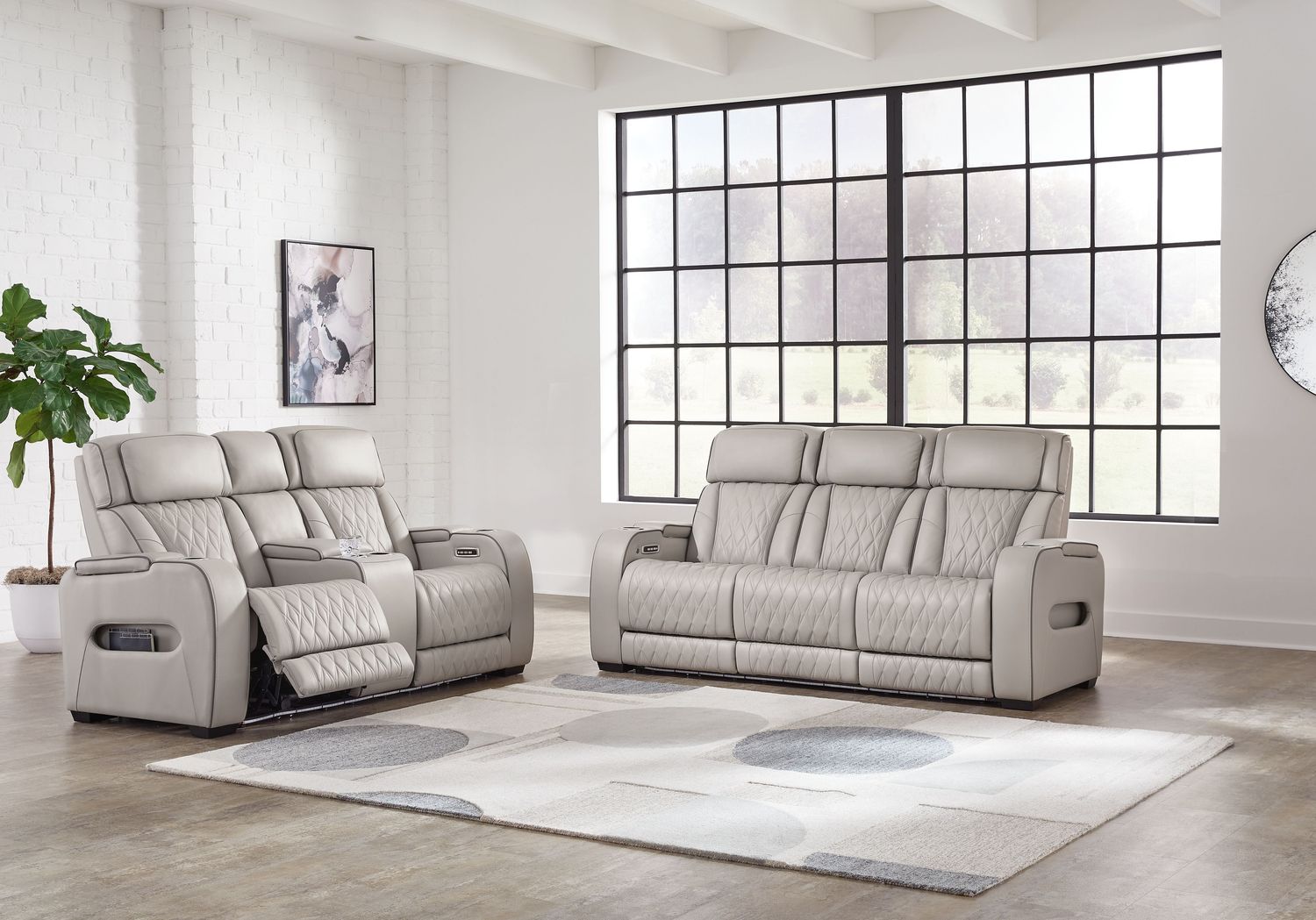 Boyington - Gray - 2 Pc. - Power Reclining Sofa, Power Reclining Loveseat