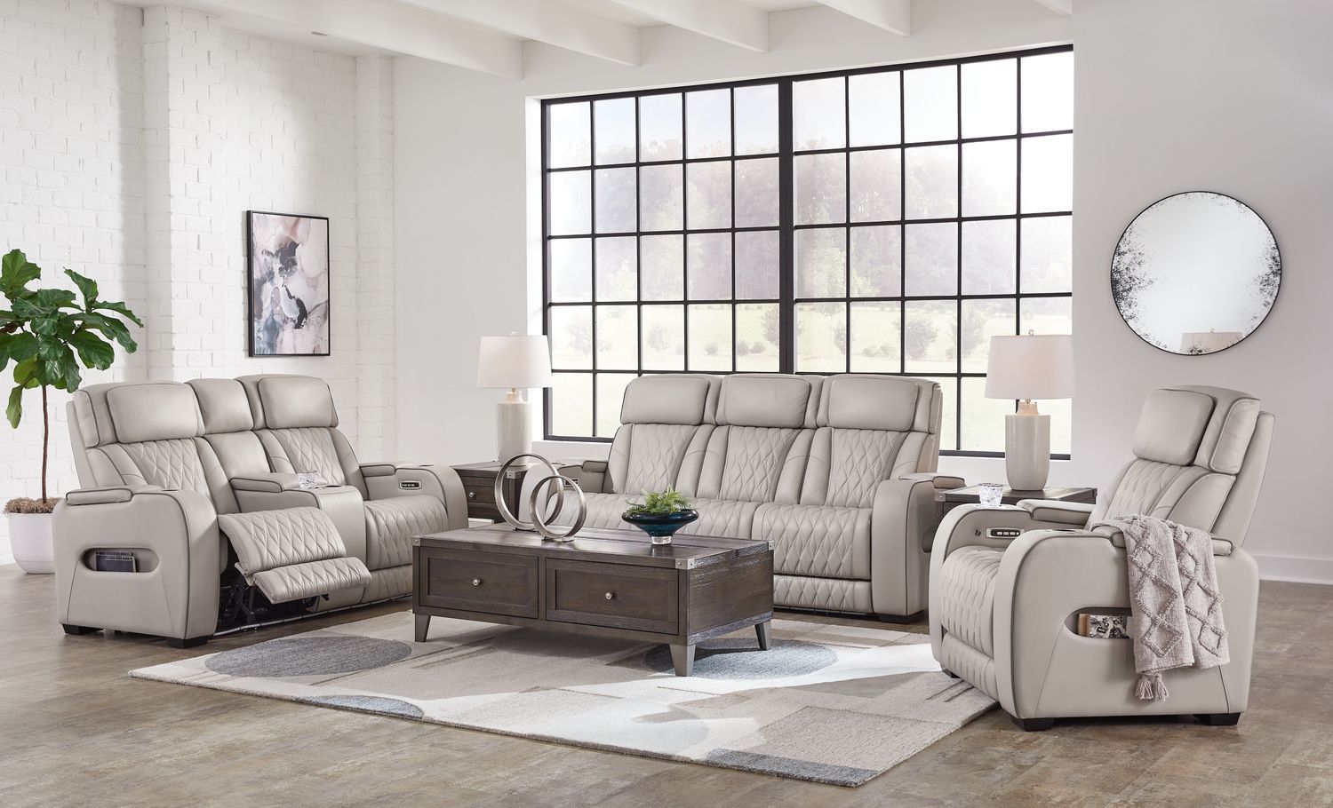 Boyington - Gray - 3 Pc. - Power Reclining Sofa, Power Reclining Loveseat, Power Recliner