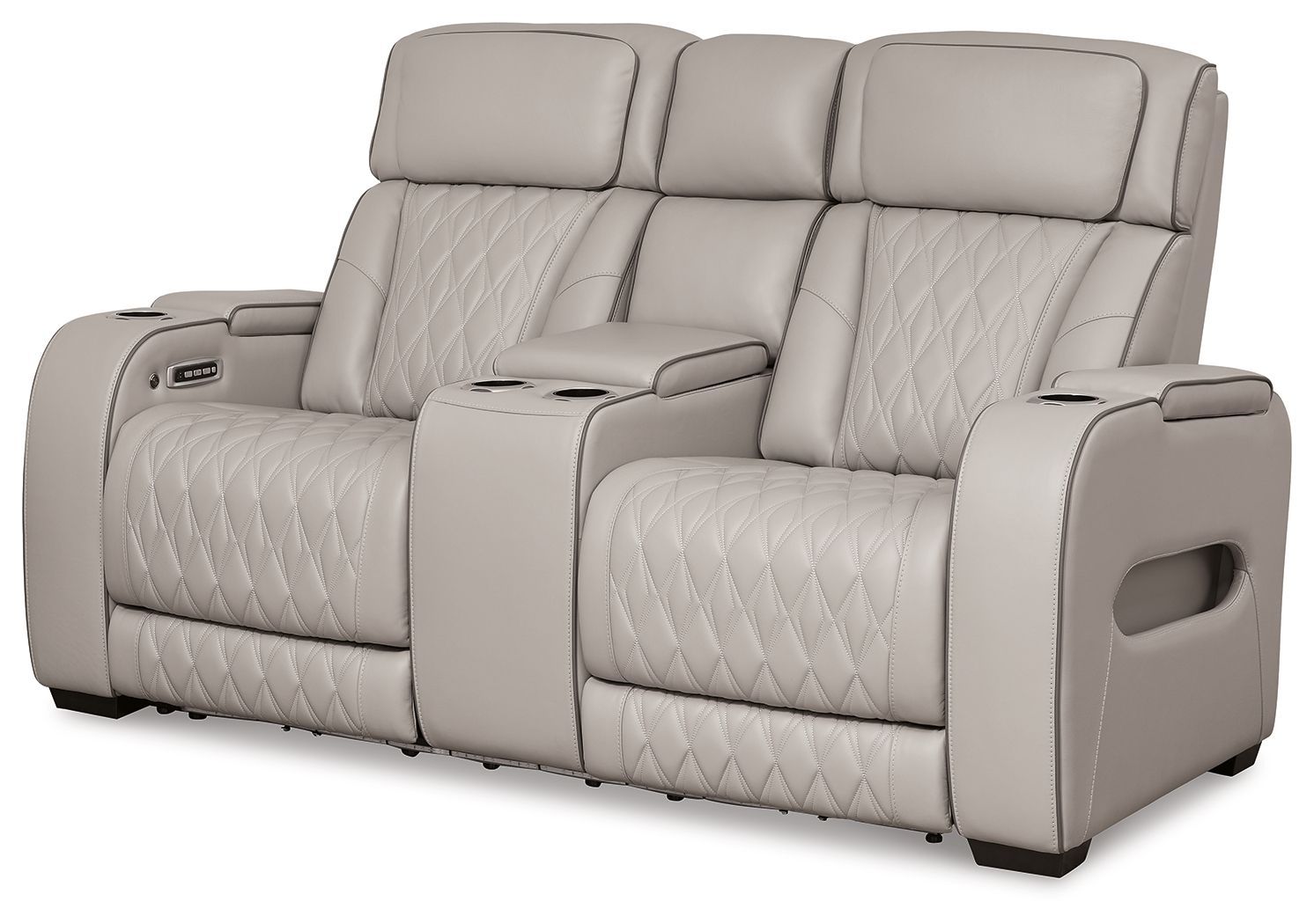 Boyington - Gray - Power Reclining Loveseat With Console/Adj Hdrst
