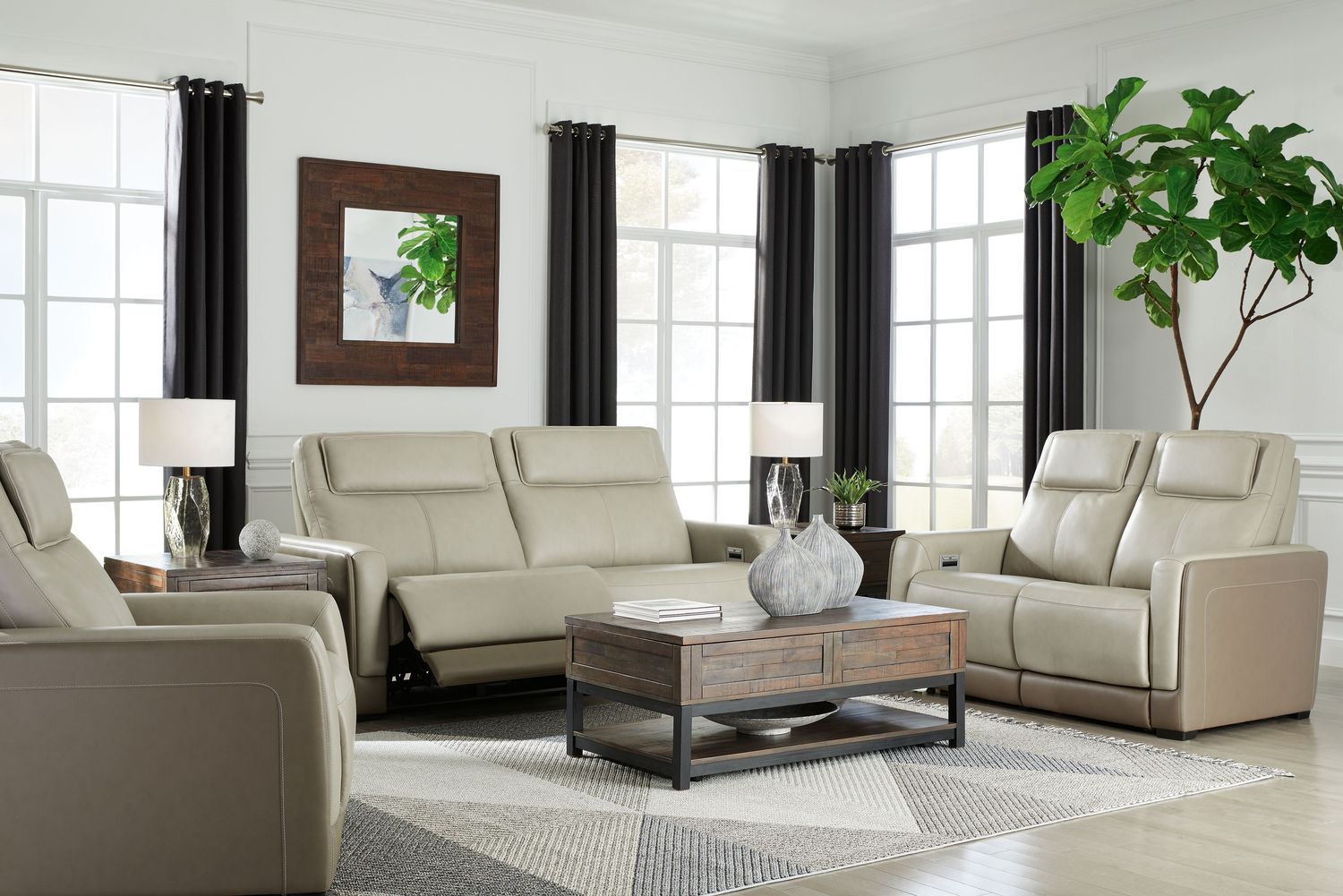 Battleville - Almond - 3 Pc. - Power Reclining Sofa, Loveseat, Recliner