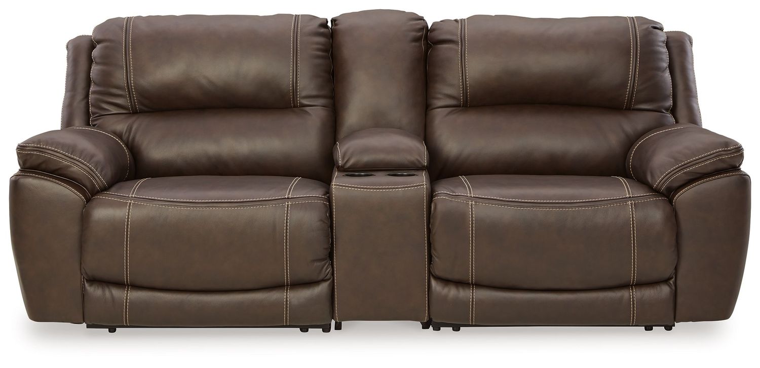 Dunleith - Chocolate - 3-Piece Power Reclining Loveseat With Console