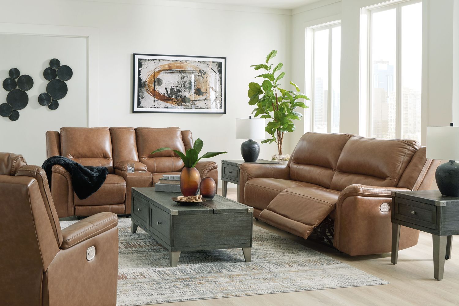 Trasimeno - Caramel - 3 Pc. - Power Reclining Sofa, Power Reclining Loveseat, Power Recliner