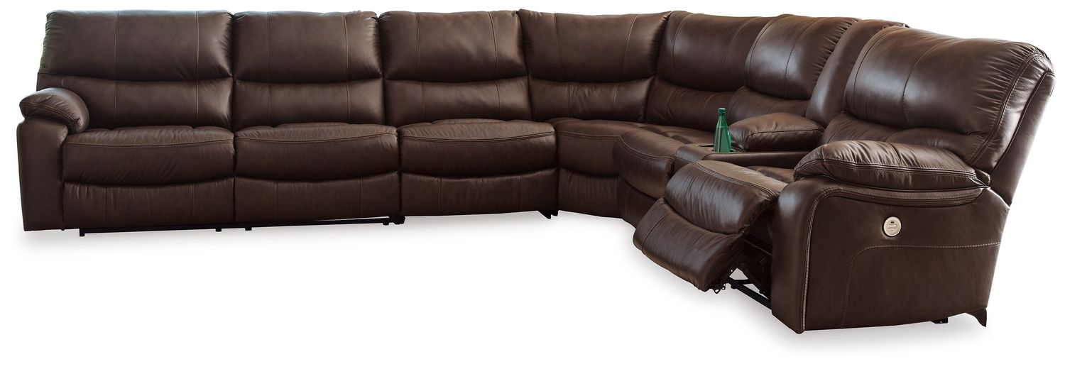 Family Circle - Dark Brown - 4-Piece Power Reclining Sectional With Raf Power Reclining Loveseat With Console